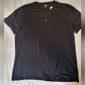 Old Navy, Men's Henley short sleeve tee, XL, black